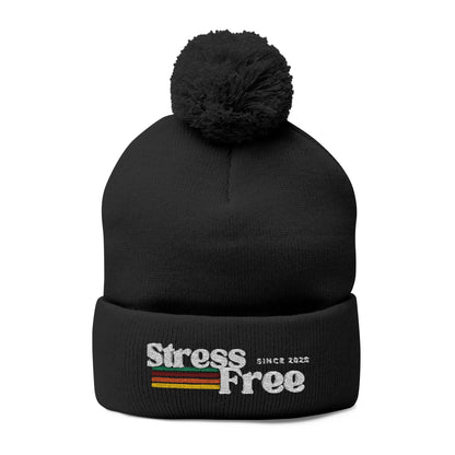 Stress Free Pom-Pom Knit Cap - Cozy Winter Beanie for Relaxed Vibes