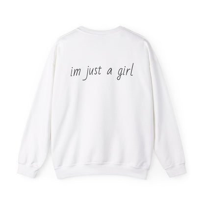 Crewneck Sweatshirt - 'I'm Just a Girl' with Heart Design