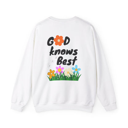 Inspirational Floral Crewneck Sweatshirt - "God Knows Best"