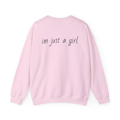 Crewneck Sweatshirt - 'I'm Just a Girl' with Heart Design