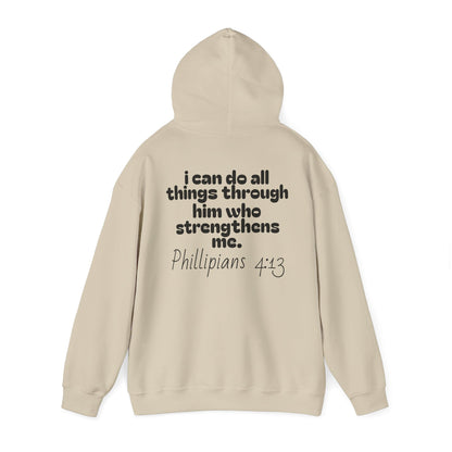 Inspirational Unisex Hooded Sweatshirt - "I Can Do All Things Through Him" - Stress Relief & Motivational Fashion