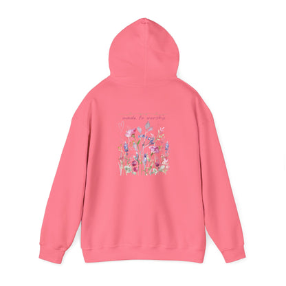 Floral Design Unisex Hooded Sweatshirt - 'Made to Worship'