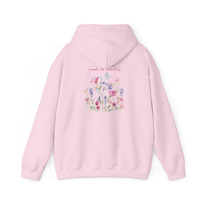 Floral Design Unisex Hooded Sweatshirt - 'Made to Worship'