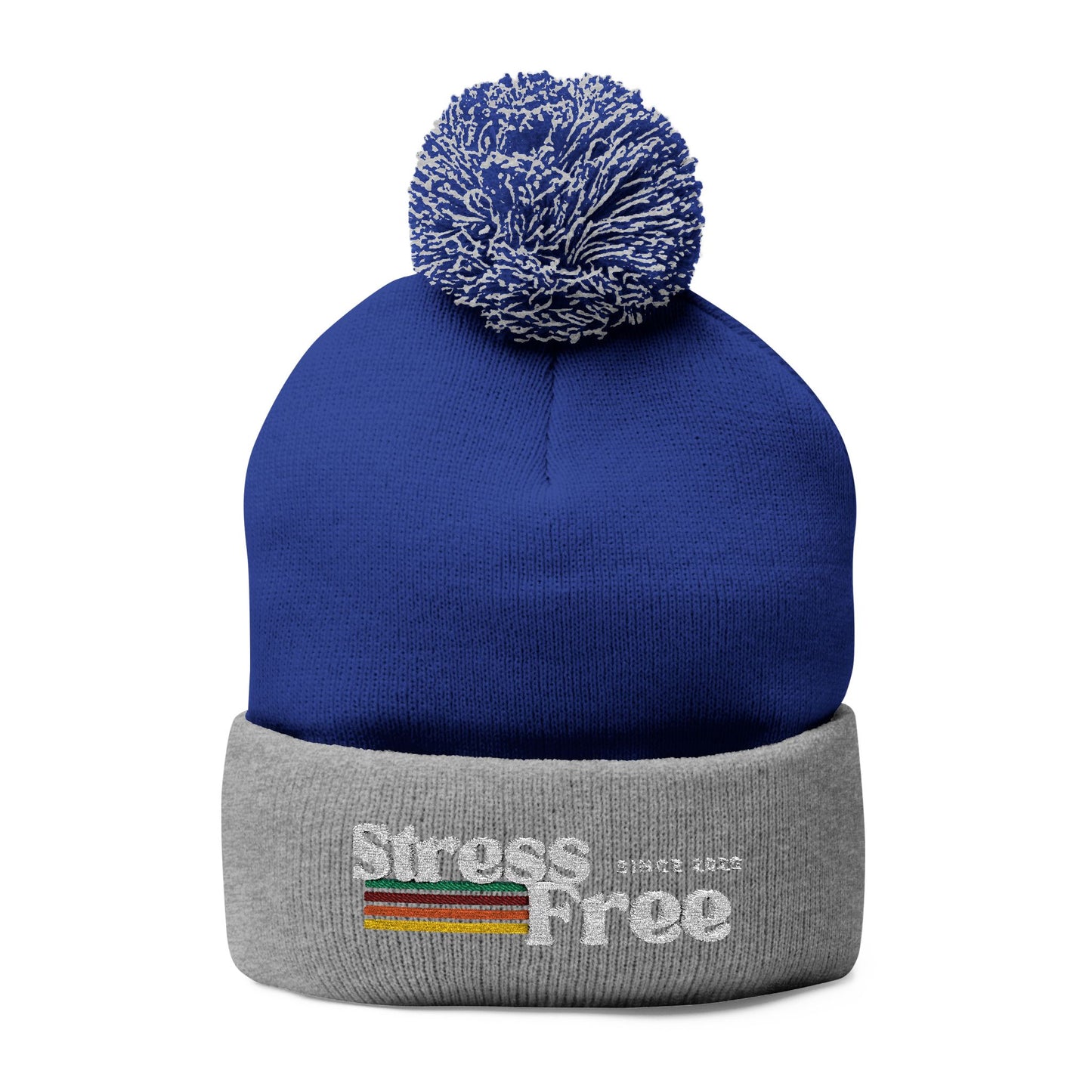 Stress Free Pom-Pom Knit Cap - Cozy Winter Beanie for Relaxed Vibes