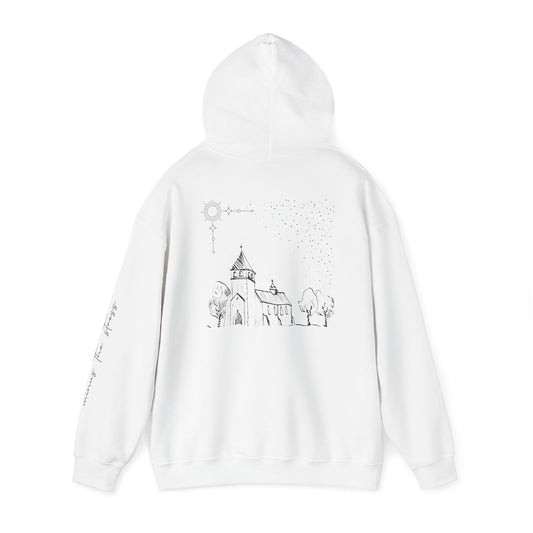 Vintage Church Design Hooded Sweatshirt - Cozy Religious Apparel for Everyday Wear