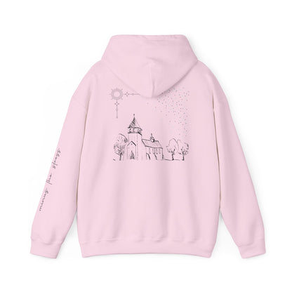 Vintage Church Design Hooded Sweatshirt - Cozy Religious Apparel for Everyday Wear