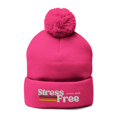 Stress Free Pom-Pom Knit Cap - Cozy Winter Beanie for Relaxed Vibes