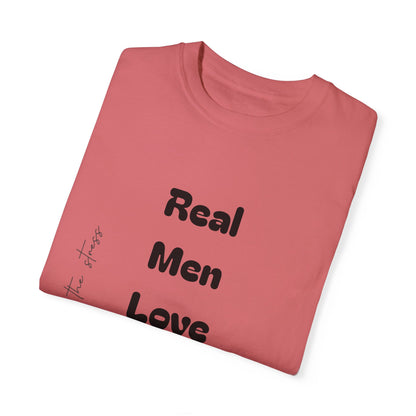 Men's Garment-Dyed T-Shirt - 'Real Men Love God' Inspirational Tee