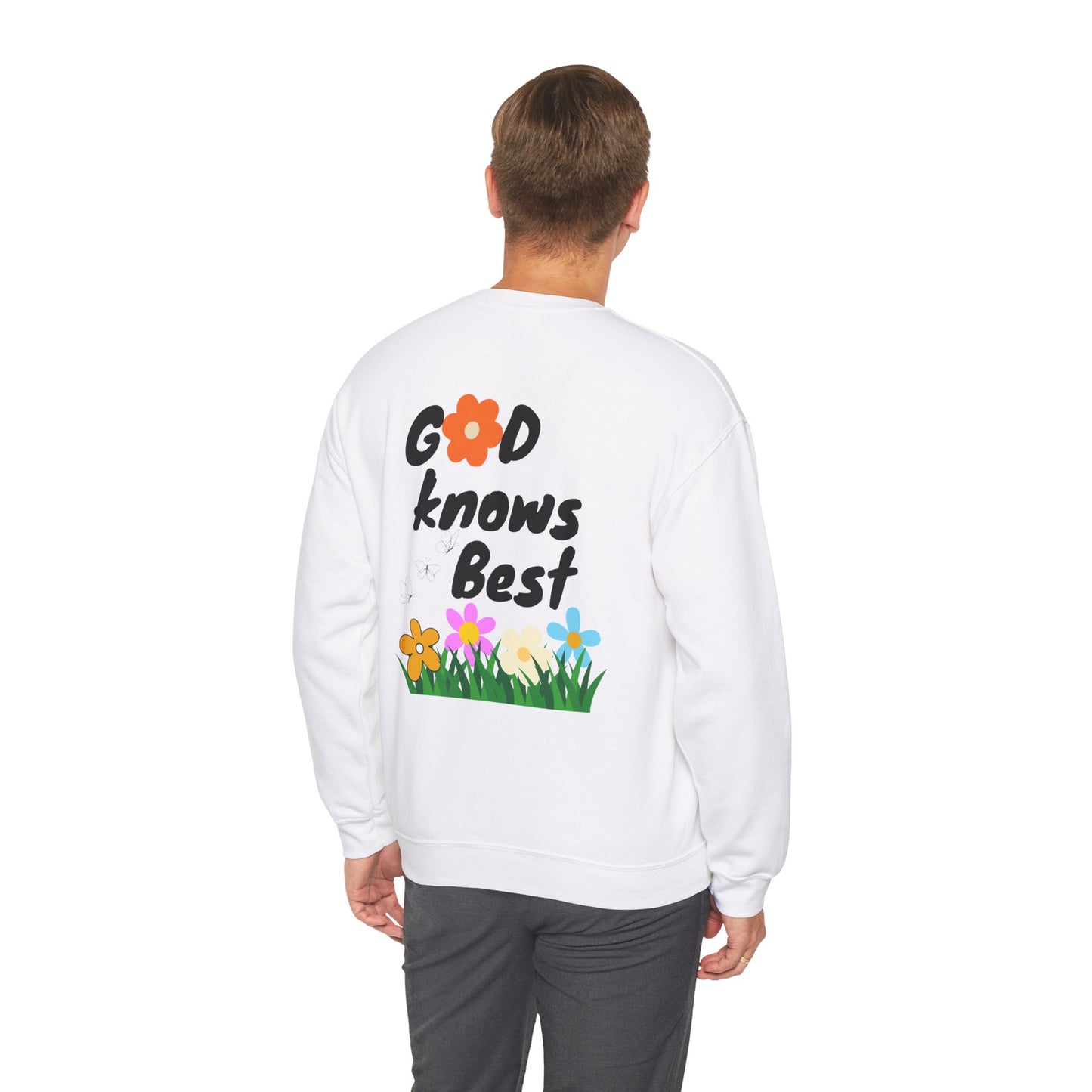 Inspirational Floral Crewneck Sweatshirt - "God Knows Best"