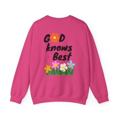 Inspirational Floral Crewneck Sweatshirt - "God Knows Best"