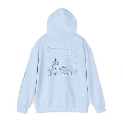 Vintage Church Design Hooded Sweatshirt - Cozy Religious Apparel for Everyday Wear