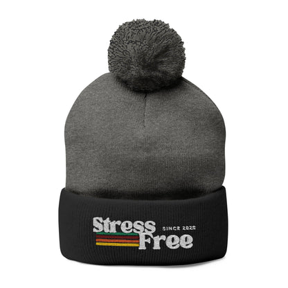 Stress Free Pom-Pom Knit Cap - Cozy Winter Beanie for Relaxed Vibes