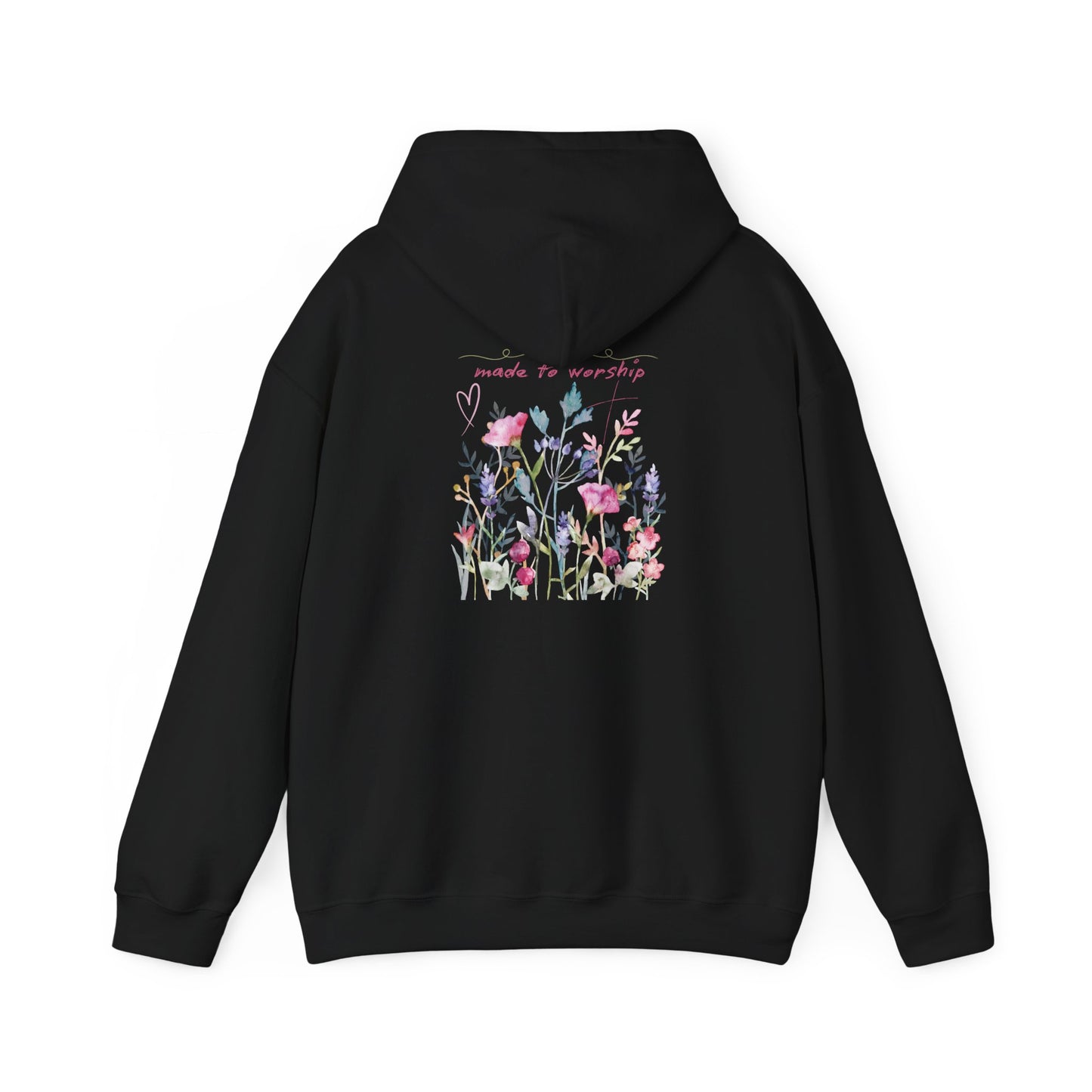 Floral Design Unisex Hooded Sweatshirt - 'Made to Worship'