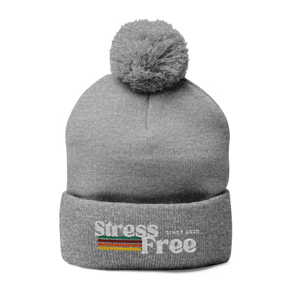 Stress Free Pom-Pom Knit Cap - Cozy Winter Beanie for Relaxed Vibes