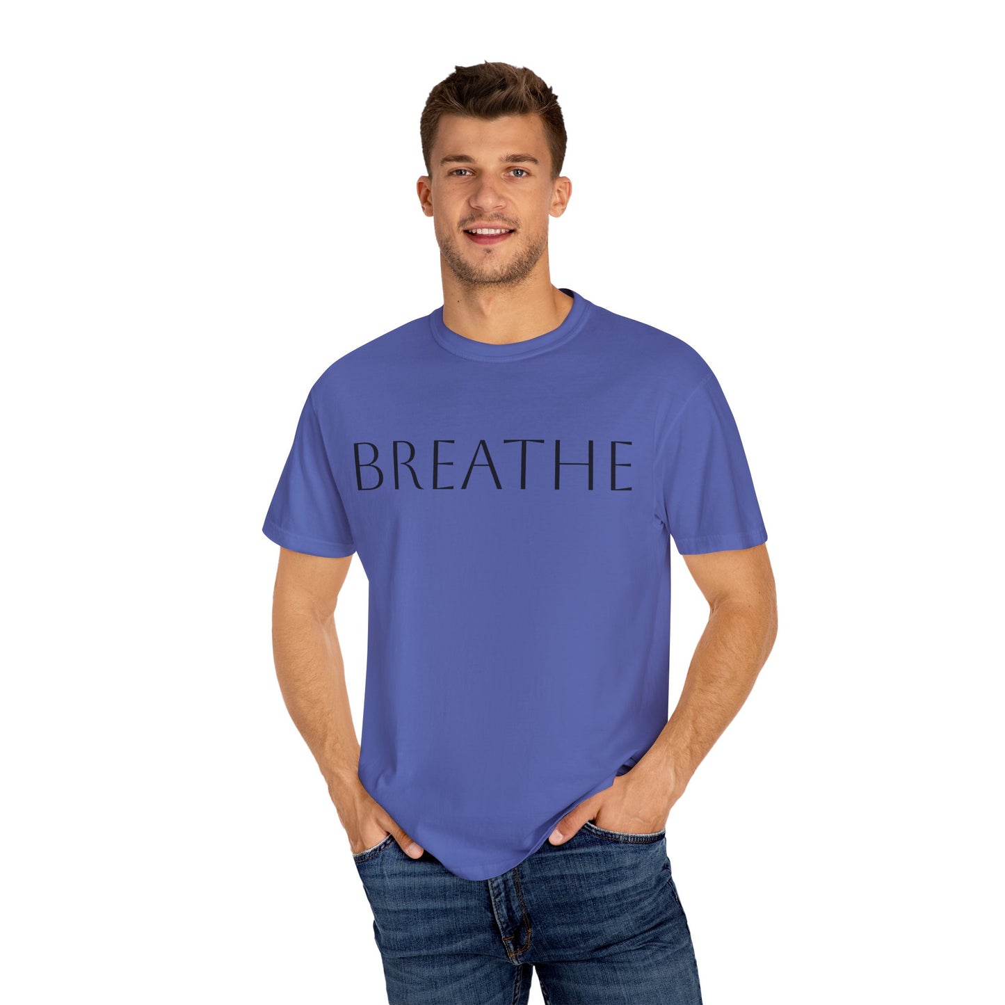 Breathe Unisex Garment-Dyed T-Shirt - Relaxing Mindfulness Tee for Everyday Comfort