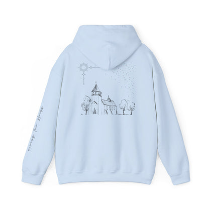 Vintage Church Design Hooded Sweatshirt - Cozy Religious Apparel for Everyday Wear