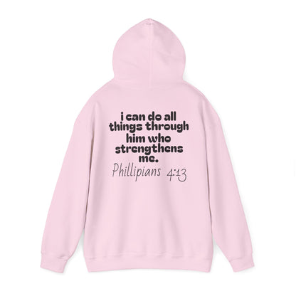 Inspirational Unisex Hooded Sweatshirt - "I Can Do All Things Through Him" - Stress Relief & Motivational Fashion