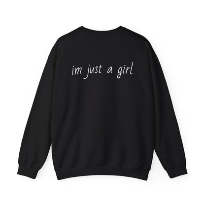 Crewneck Sweatshirt - 'I'm Just a Girl' with Heart Design