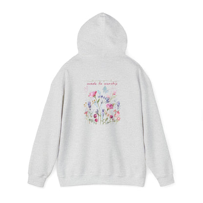 Floral Design Unisex Hooded Sweatshirt - 'Made to Worship'