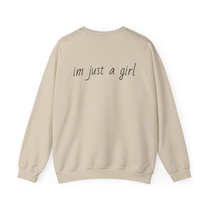 Crewneck Sweatshirt - 'I'm Just a Girl' with Heart Design