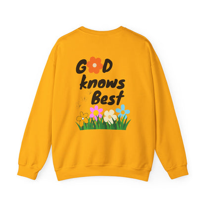 Inspirational Floral Crewneck Sweatshirt - "God Knows Best"