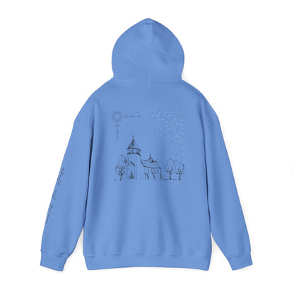 Vintage Church Design Hooded Sweatshirt - Cozy Religious Apparel for Everyday Wear