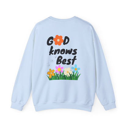 Inspirational Floral Crewneck Sweatshirt - "God Knows Best"