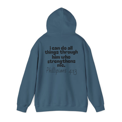 Inspirational Unisex Hooded Sweatshirt - "I Can Do All Things Through Him" - Stress Relief & Motivational Fashion