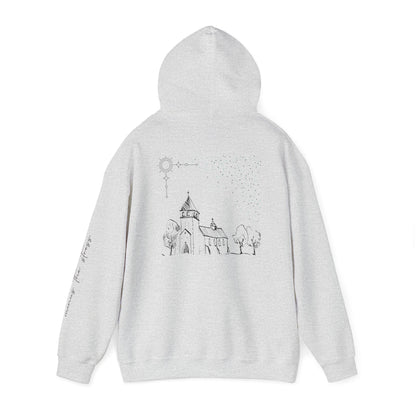 Vintage Church Design Hooded Sweatshirt - Cozy Religious Apparel for Everyday Wear