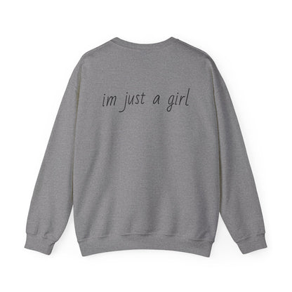 Crewneck Sweatshirt - 'I'm Just a Girl' with Heart Design