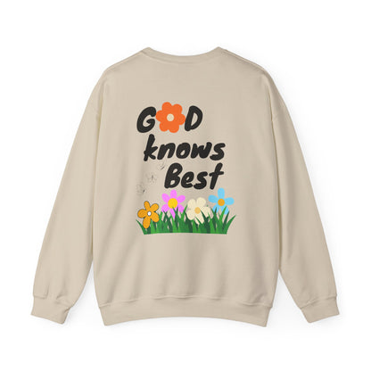 Inspirational Floral Crewneck Sweatshirt - "God Knows Best"