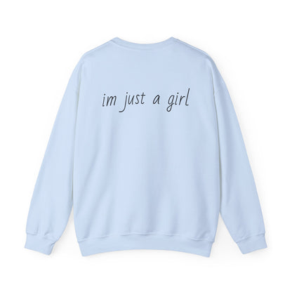 Crewneck Sweatshirt - 'I'm Just a Girl' with Heart Design