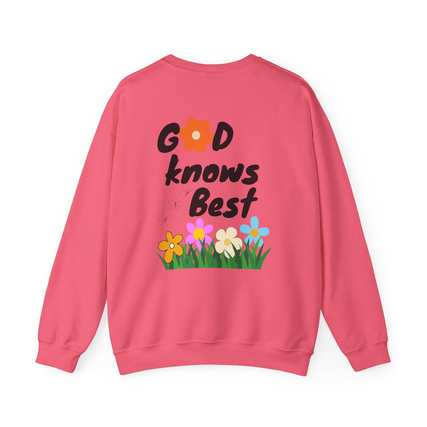 Inspirational Floral Crewneck Sweatshirt - "God Knows Best"