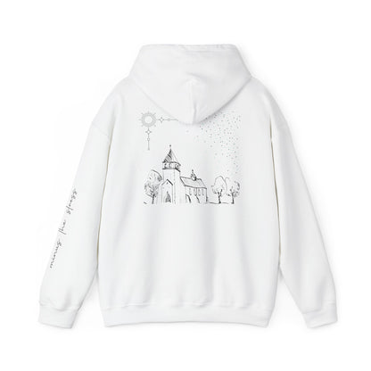 Vintage Church Design Hooded Sweatshirt - Cozy Religious Apparel for Everyday Wear