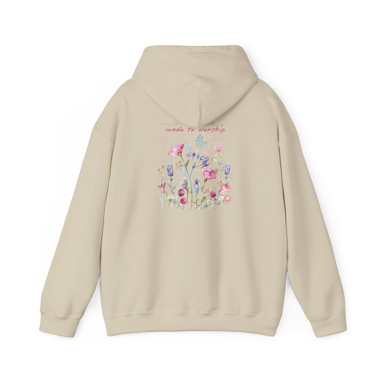 Floral Design Unisex Hooded Sweatshirt - 'Made to Worship'