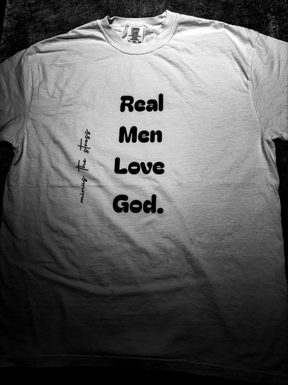 Men's Garment-Dyed T-Shirt - 'Real Men Love God' Inspirational Tee